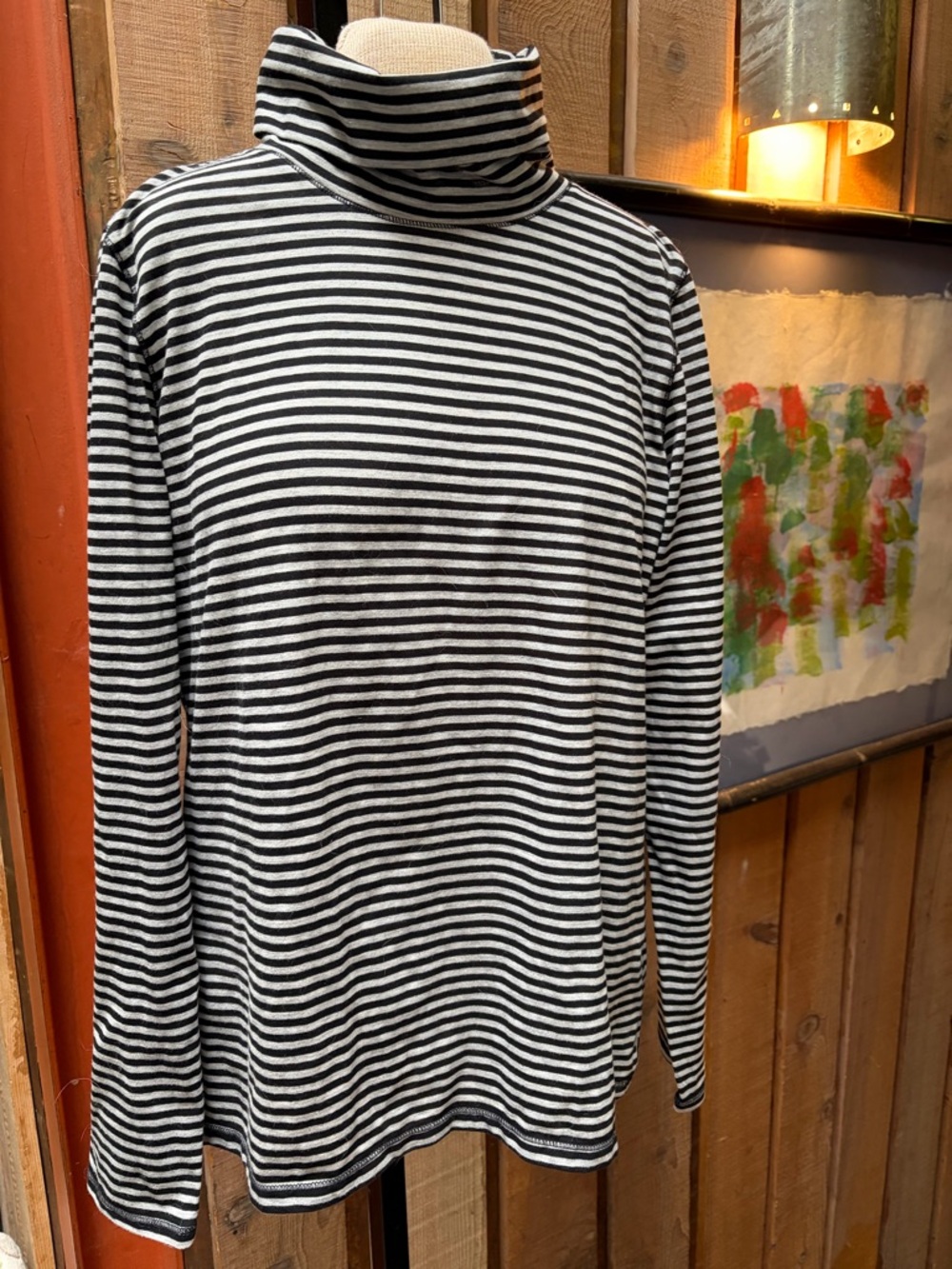 NWOT Fun striped turtleneck, gray and black!